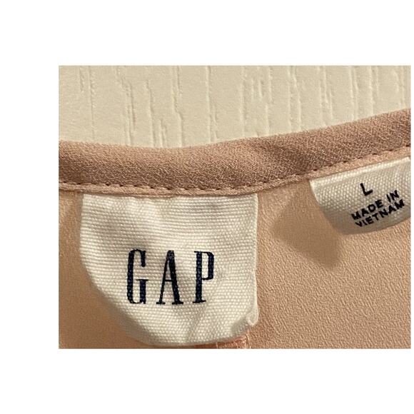 Gap Women’s Light Pink Flutter Sleeves Tie Neck Peplum Blouse Size Large - Picture 2 of 7